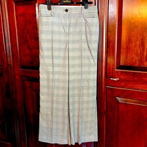 Loft tattersall pattern with pink strip Wide leg size 8